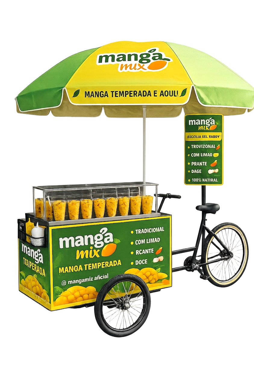 Bike da Manga Mix com guarda-sol verde e amarelo